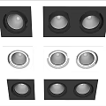 Modern Recessed Downlights and Spotlights with Single Double Triple Black White Frames 3d model