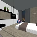 Modern Hotel Guest Room Interior With Bed Open Shower And Decorative Wall Art