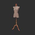White Dress Form with Wooden Tripod Stand on Simple Dark Background