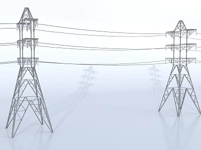 Modern Industrial High Voltage Transmission Line Towers With Steel Lattice Frame Structure 3d model