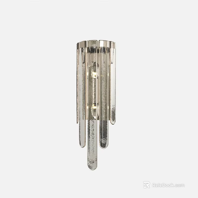 Elegant Modern Wall Light With Chrome Structure And Clear Glass Details 3d model