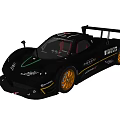 Black Racing Sports Car With Pirelli Tires And Yellow Alloy Wheels Aerodynamic Design
