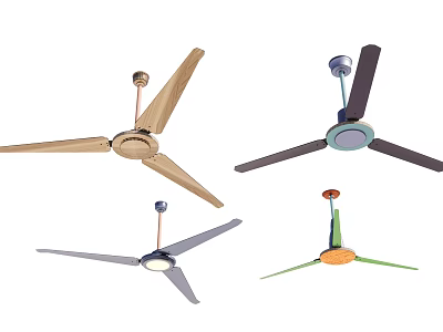 Various Ceiling Fan Designs with Different Colors and Styles for Home Use 3d model