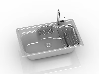 Stainless Steel Kitchen Sink With Faucet And Drainer Rack For Home Kitchen Use 3d model