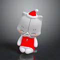 Gray Cat Plush Toy With Santa Hat And Red Christmas Outfit