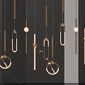 Modern Luxury Pendant Lights With Geometric Ring And Bar Design Illuminated In Contemporary Interior