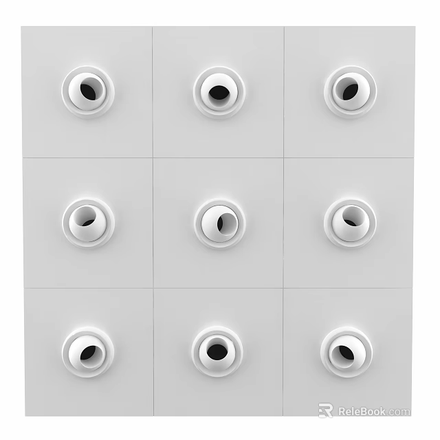 White Air Conditioner Vents Neatly Arranged In Grid Panel Layout 3d model
