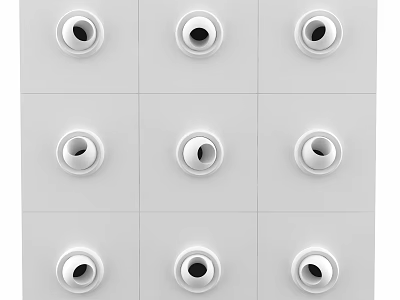 White Air Conditioner Vents Neatly Arranged In Grid Panel Layout 3d model