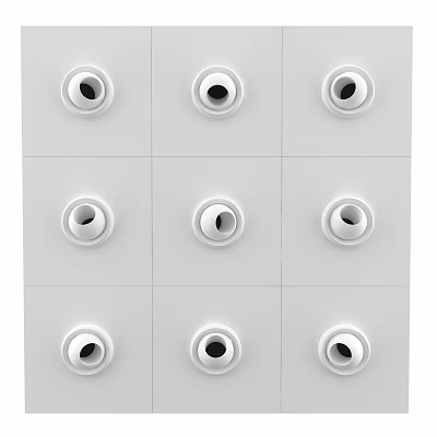 White Air Conditioner Vents Neatly Arranged In Grid Panel Layout 3d model
