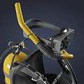 Diving Suit With Harness Yellow Oxygen Tank And Black Flippers For Diving