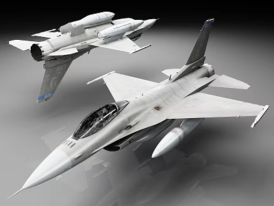 Two Modern Military Fighter Jets with Detailed Exterior and Aerodynamic Design 3d model