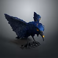 Blue Bird Sculpture With Spread Wings Yellow Eyes And Black Claws