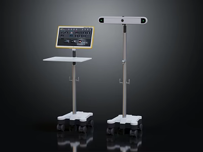 Mobile Medical Devices With Display Screen Control Panel And Wheels On Adjustable Stands 3d model