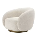 Plush Beige Single Sofa With Round Armrests And Metal Base Design