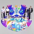Vibrant Launch Device with Four People and Colorful Balloons at Ceremony