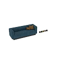 Beige and Gray Vertical Tufted Two-Seater Sofa with Decorative Cushions and Black Base