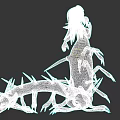 Woman with purple hair and orange spiked creature lower body in fantasy art