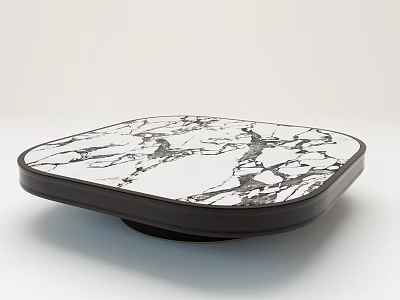 Modern Minimalist Square Coffee Table With White Marble Top And Dark Frame 3d model