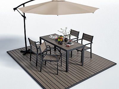 Nordic Log Outdoor Leisure Table and Chair Sunshade 3d model