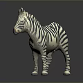 Animated Zebra Game Character With Black White Stripes Standing Pose Against Dark Background