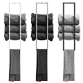 Three Towels in Gray Dark Gray and Light Gray Hanging On Rod