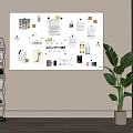 Whiteboard Writing Board Notes Wall Notes Post-it Notes Bookshelf Sketchpad 3d model