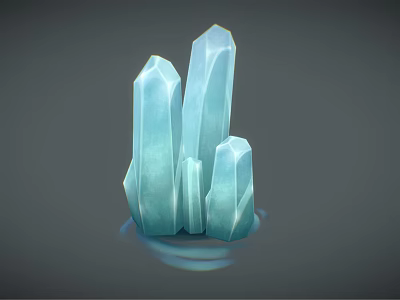 Blue Crystal Decorative Ornament Set Featuring Geometric Column Shapes for Home Decor 3d model