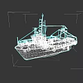 Red And Blue Commercial Ship With Fenders Mast And Deck Equipment