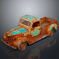 Vintage Rusty Truck With Blue Green Patina And Classic Retro Design