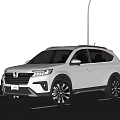 White SUV Car With Black Wheels Front Face Design On Mountain Road 3d model