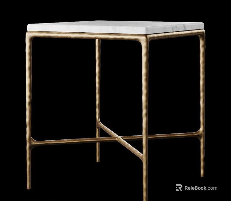 Elegant Modern Coffee Table With Marble Top And Gold Metal Frame 3d model 