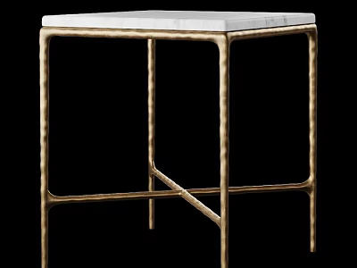 Elegant Modern Coffee Table With Marble Top And Gold Metal Frame 3d model