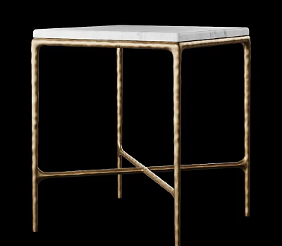 Elegant Modern Coffee Table With Marble Top And Gold Metal Frame 3d model