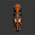 Game Movie Character With Mechanical Armor Orange White Black Hybrid Creature Design
