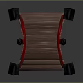 Traditional Japanese Style Red Bridge With Wooden Deck Black Roofs And Lanterns