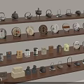 Traditional Tea Collection Display With Sets Trays And Caddies On Wooden Shelves