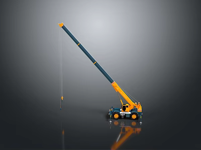 Yellow Mobile Crane With Extended Hydraulic Boom For Heavy Construction Lifting Tasks 3d model