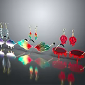Shiny Iridescent And Red Leaf Shaped Tassel Earrings Jewelry Design