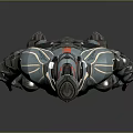 Sci fi Character in Biomechanical Armor with Red Blue Stripes and Spiked Full Body Design
