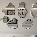 Modern Wall Decor with Various Shaped Mirrors and Decorative Patterns for Interior 3d model