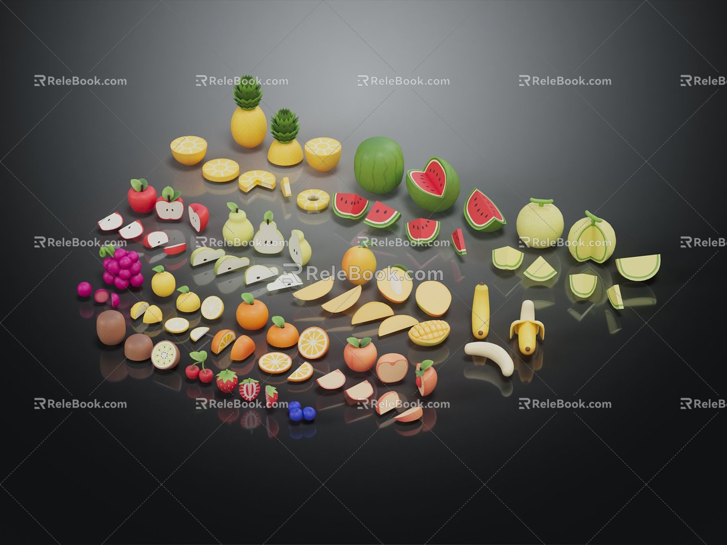 Modern fruit cartoon fruit 3d model