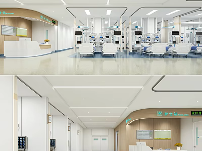 Modern Hospital Outpatient Clinic Interior With Reception Desk Waiting Chairs And Medical Equipment 3d model