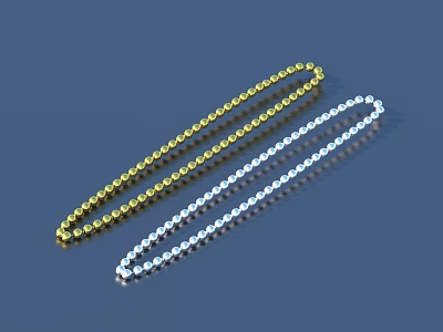Shiny Gold And Silver Beaded Necklaces With Round Bead Design On Blue Background 3d model