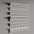 Elegant White Gypsum Cornice With Various Intricate Patterns For Interior Decoration 3d model