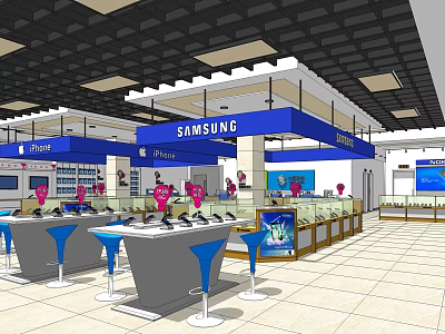 Samsung Digital Store Interior With Electronic Products Display Counters And Signage 3d model