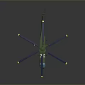 Green Helicopter Model With Blue Rotors And Yellow Tips Detailed Design
