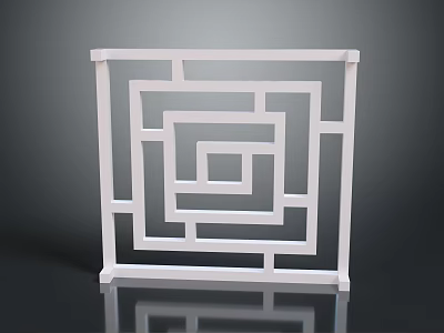 White Decorative Furniture With Square Frame And Interlocking Geometric Patterns 3d model