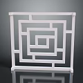 White Decorative Furniture With Square Frame And Interlocking Geometric Patterns