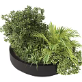 Roadside Green Infrastructure With Circular Black Planter And Diverse Vegetation 3d model
