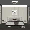 Modern Bedroom Interior Design With Bed Headboard Decorative Art And Built In Wardrobe